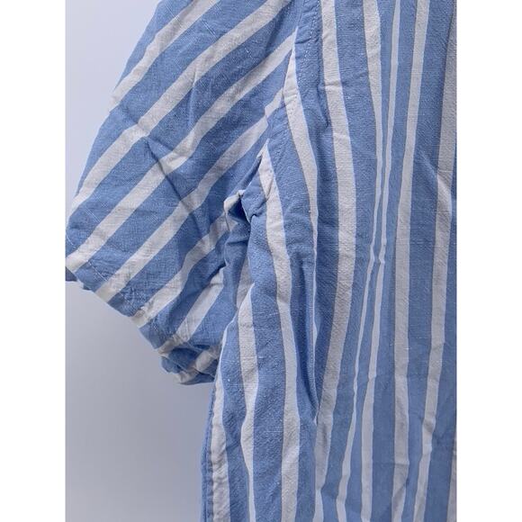 UNIQLO Women's Blue-White Striped Linen-Blend Button-Up Open-Collar Top SZ XL - Picture 6 of 10